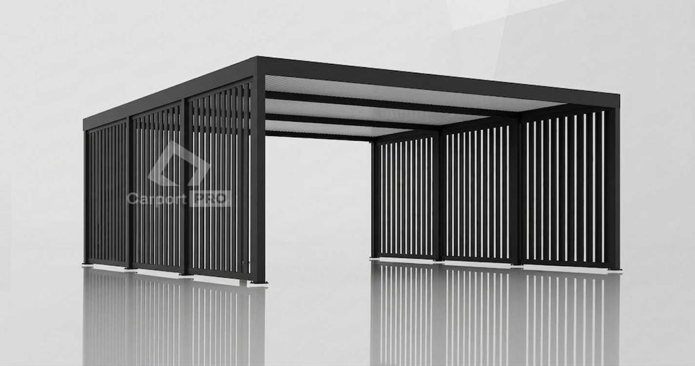 Nowoczesna Wiata Samochodowa Metalowa 4x5 m - Antracyt - Carport