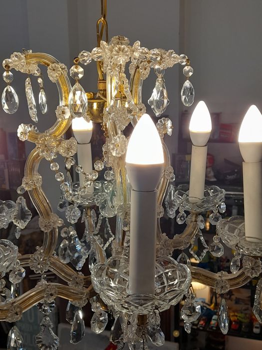 Candeeiro tecto - Lustre Vintage- candelabro em cristal - Maria Teresa
