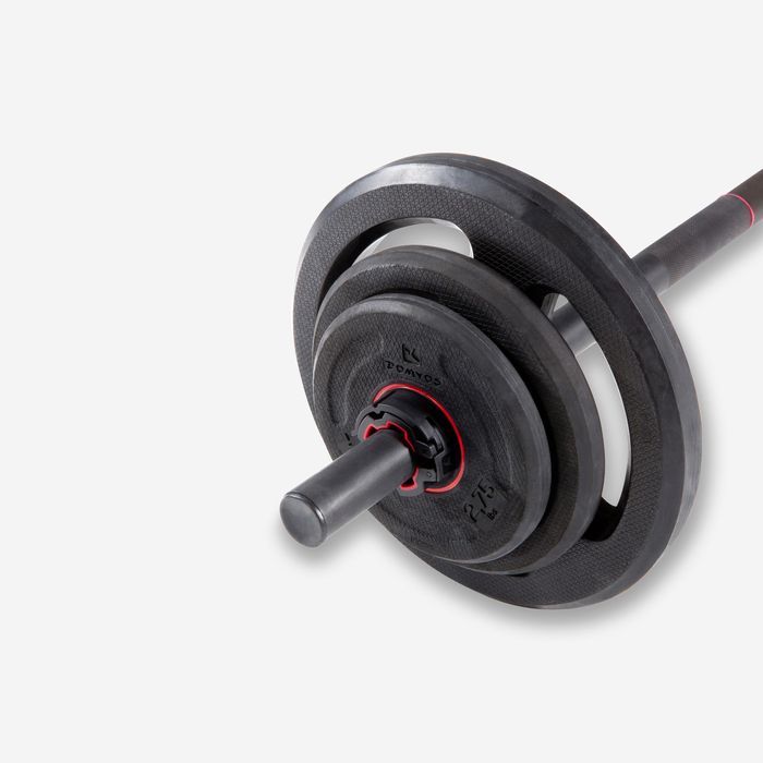 Conj. 20 kg Barra e Peso de Musculação 1,30m 28mm, ferro fundido