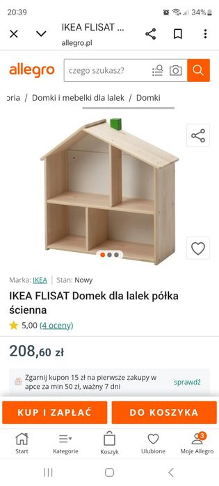 Domek/ pólka Ikea - FLISAT
FLISAT
Domek dla lalek/półka ścienna
