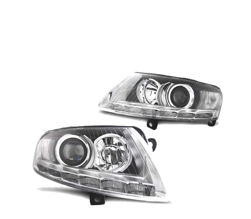 FARÓIS XENON AUDI A6 C6 04-08 CROMADO DRL