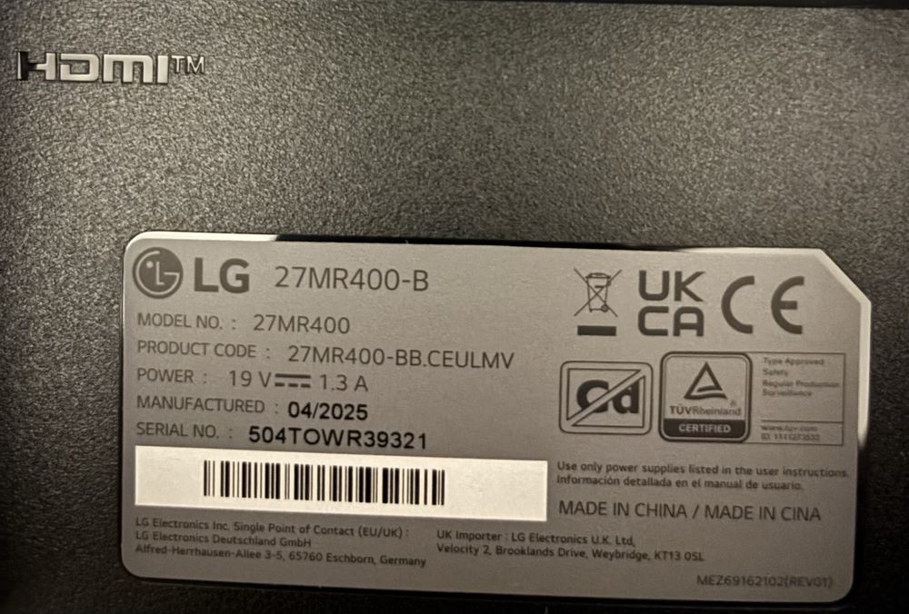 Monitor 68,6 cm (27”) LG27MR400-B