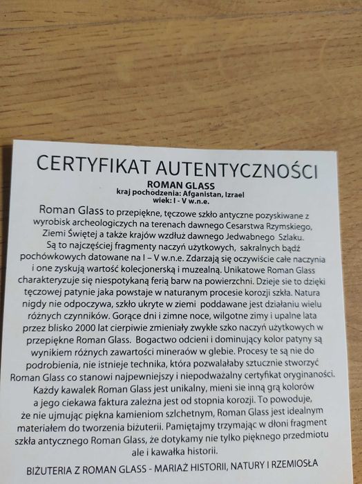 Kolczyki Roman Glass z certyfikatem