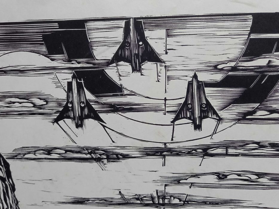 Ryszard Stryjec, linoryt "Topielica", 1968