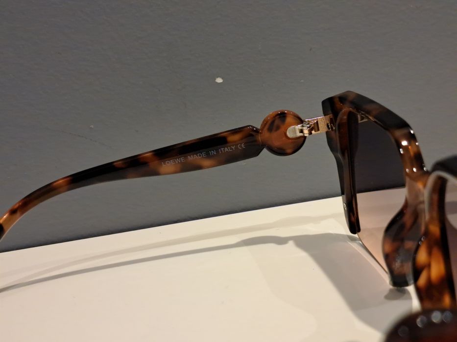 LOEWE panterkowe duże nowe okulary przeciwsłoneczne złote logo