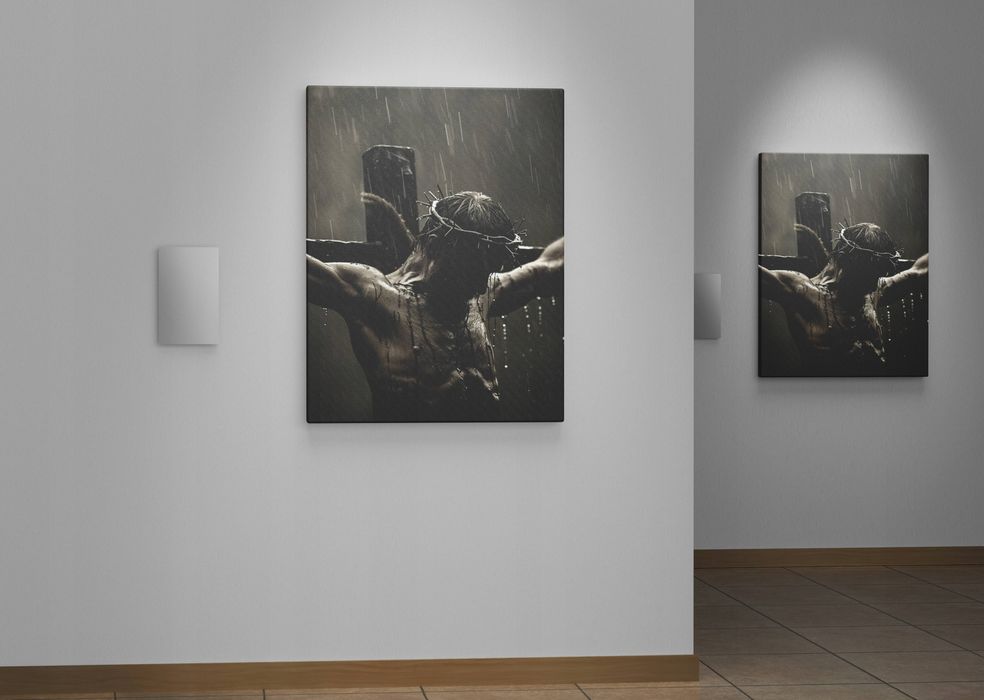 Obraz na płótnie Jezus Chrystus w koronie cierniowej na krzyżu 90x120