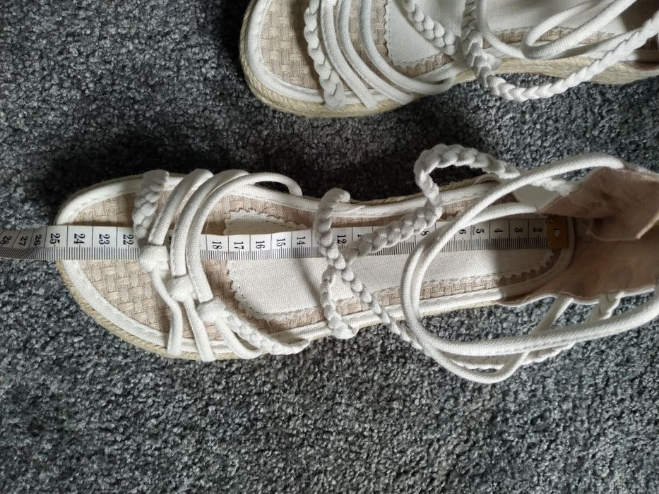 Sandały Espadryle na koturnie 24 cm Boho ecru