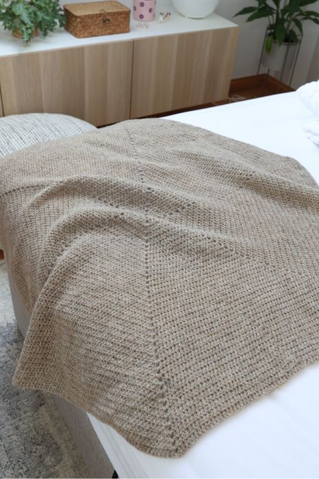 Wełniany obrus ręcznie robiony 102 × 102 cm | Beżowy | Handmade