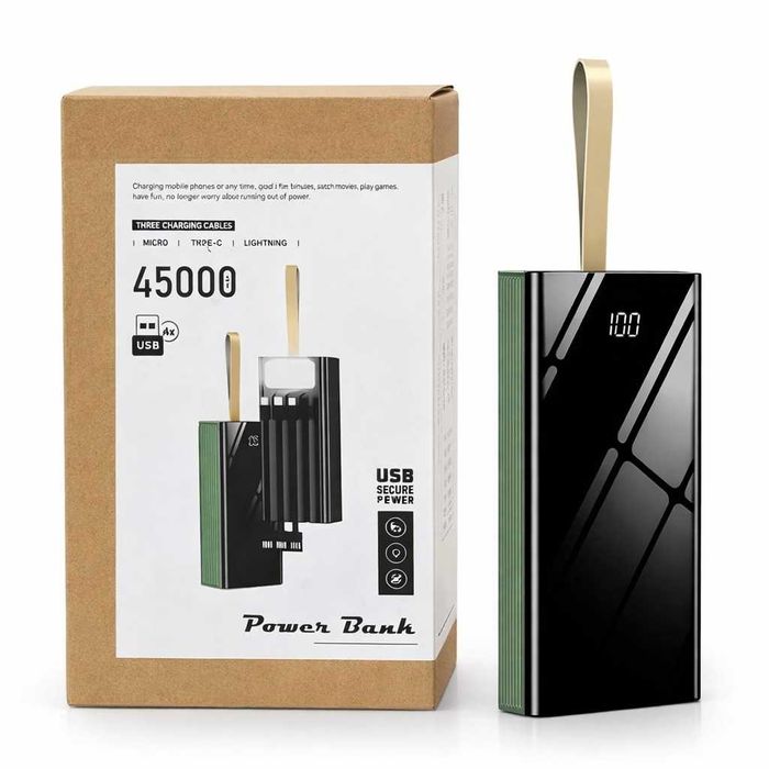 Павербанк Khuh-88 45000 мА·год, ліхтарик, 4×USB