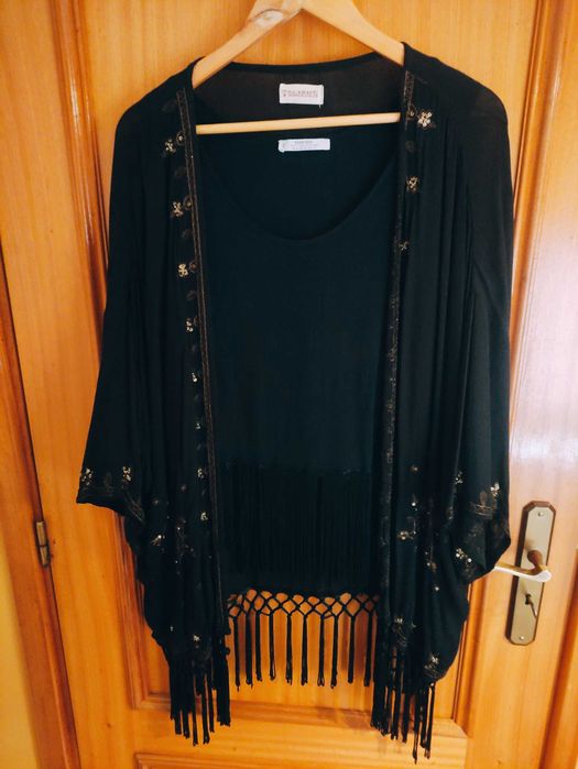 Conjunto boho top + quimono