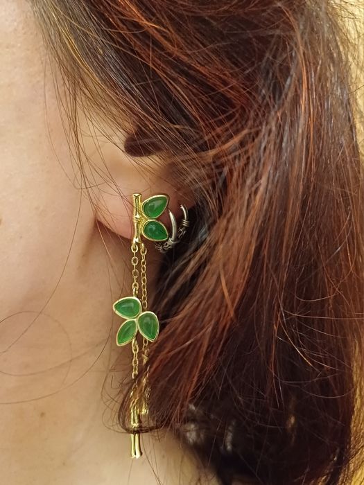 Brincos de imitação de estilo clássico chinês, em forma de bambu