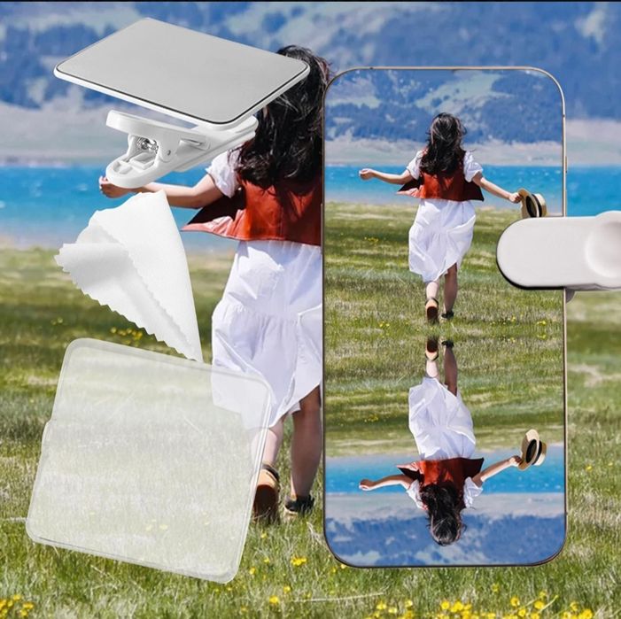 Clip de reflexão do espelho da câmera do telefone verticalmente