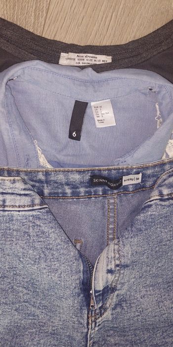 2x bluzka damska , jeansy , spodenki r.XS-S, OL
