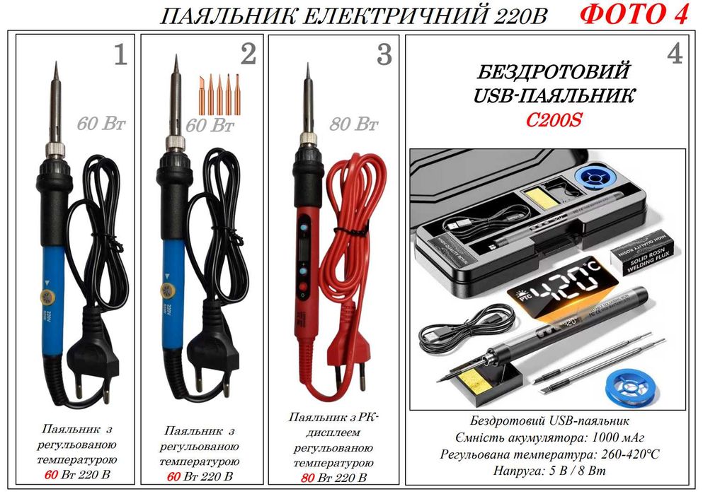 Паяльник 220V 25 Вт-200  Вт