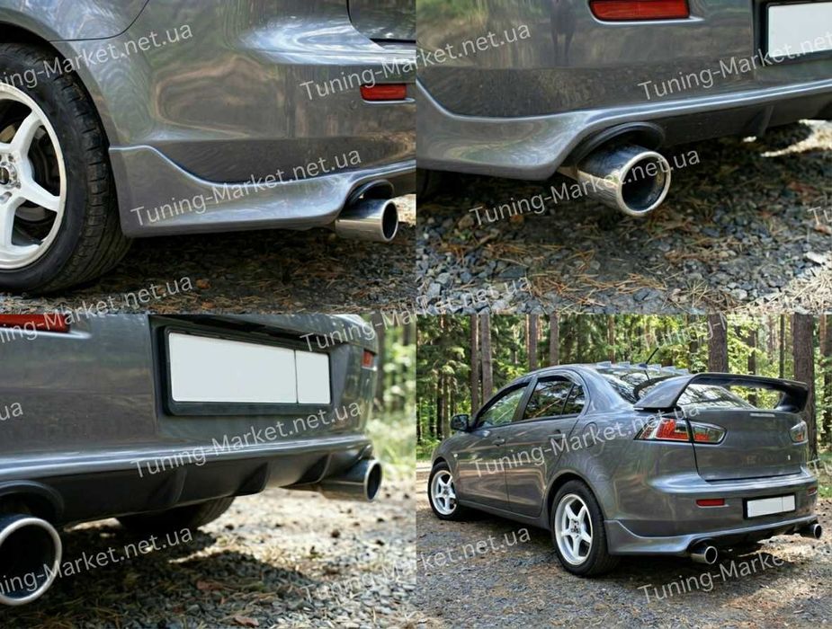 Накладка Диффузор Evolution на задний бампер Mitsubishi Lancer X