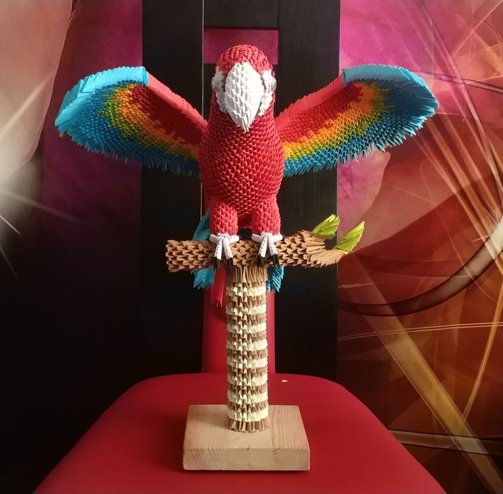Papuga origami modułowe 3d
