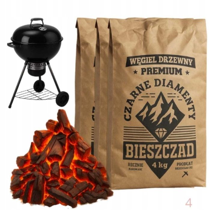 Węgiel drzewny do grilla grila 12kg bez miału premium z bieszczad
