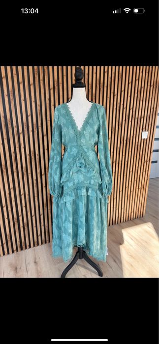 ASOS DESIGN – Sukienka midi z wycięciem w kolorze morskiej zieleni