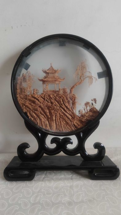 Diorama chinês vintage em cortiça