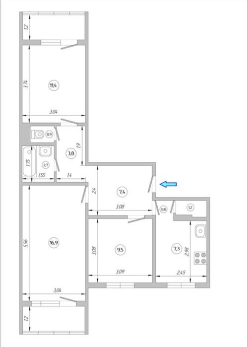 Продаж 3 кім. квартири в спальному районі