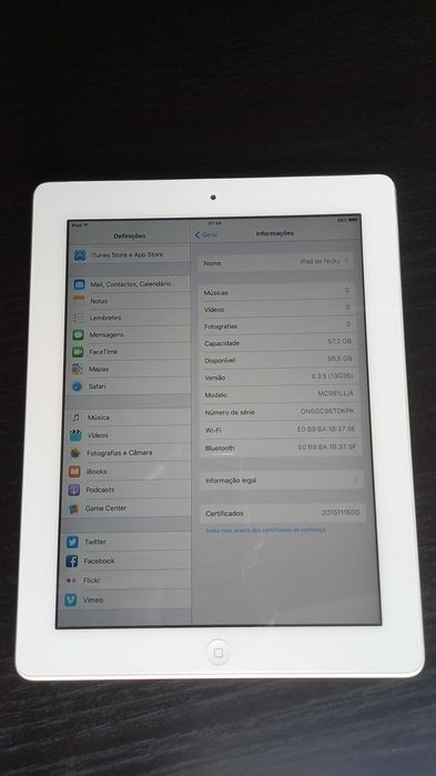 iPad 2 64GB Wifi prateado 9,7" 2a geração Apple