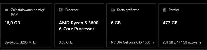 Komputer Gamingowy AMD Ryzen 5 3600 GTX 1660 TI 6Gb SSD 500Gb