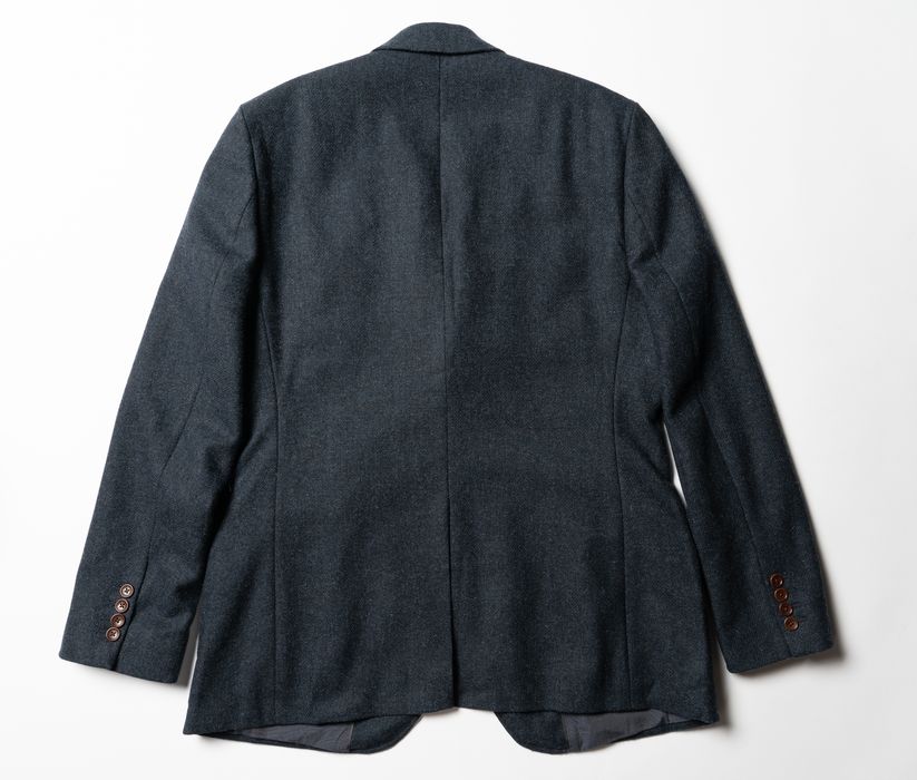 CREW Clothing Company Navy Blue Wool Jacket Tweed Blazer [Bmh016799]