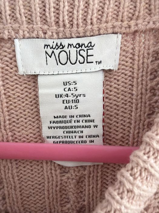 Rózowy, ciepły sweterek Miss Mona Mouse 110 z ciekawym splotem