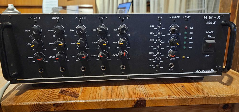 Wzmacniacz / Mikser Rduch MW‑5 200W – 5x MIC, EQ, 100V, sprawny