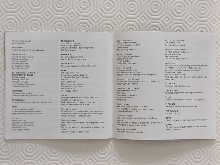 CD duplo CHESS de Benny Andersson, Tim Rice e Björn Ulvaeus