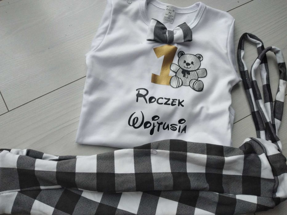 Komplet na roczek pierwsze urodziny chłopiec myszka  garnitur
