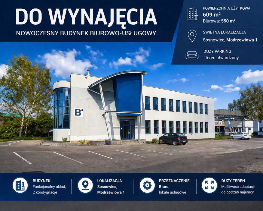 Do wynajęcia biurowiec – Sosnowiec, ul. Modrzewiowa 1