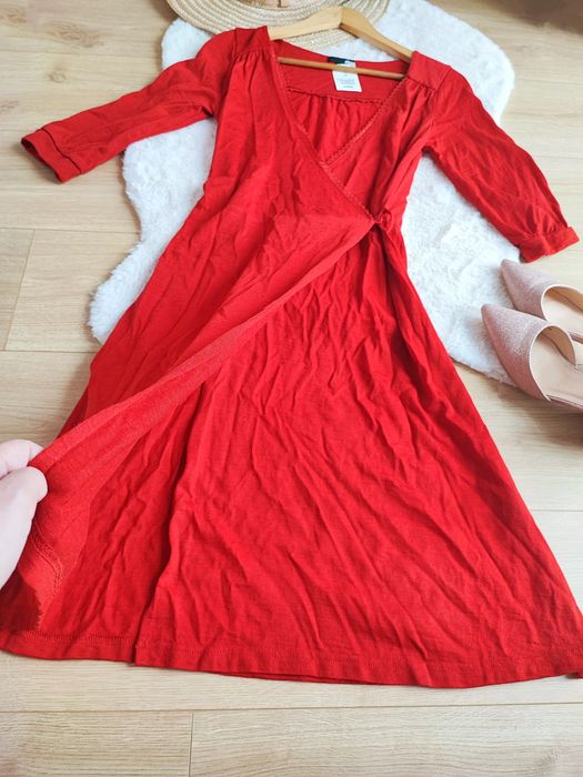 Nowa Czerwona kopertowa midi sukienka S36 h&M do karmienia