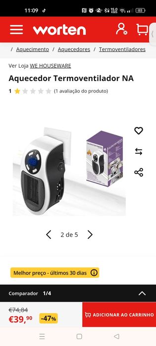 Aquecedor portátil a estrear embalado