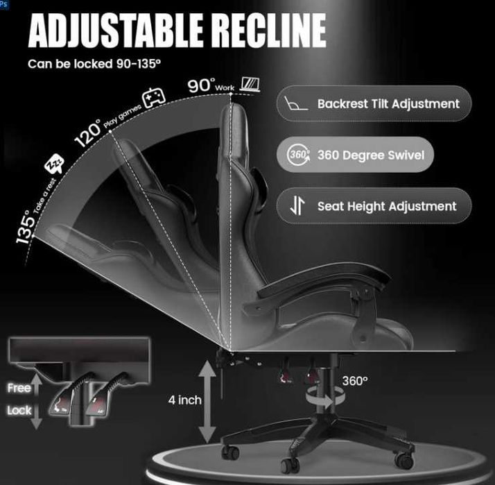 F1347 Cadeira ergonômica para jogos Cadeira  PC Cadeira reclináveis