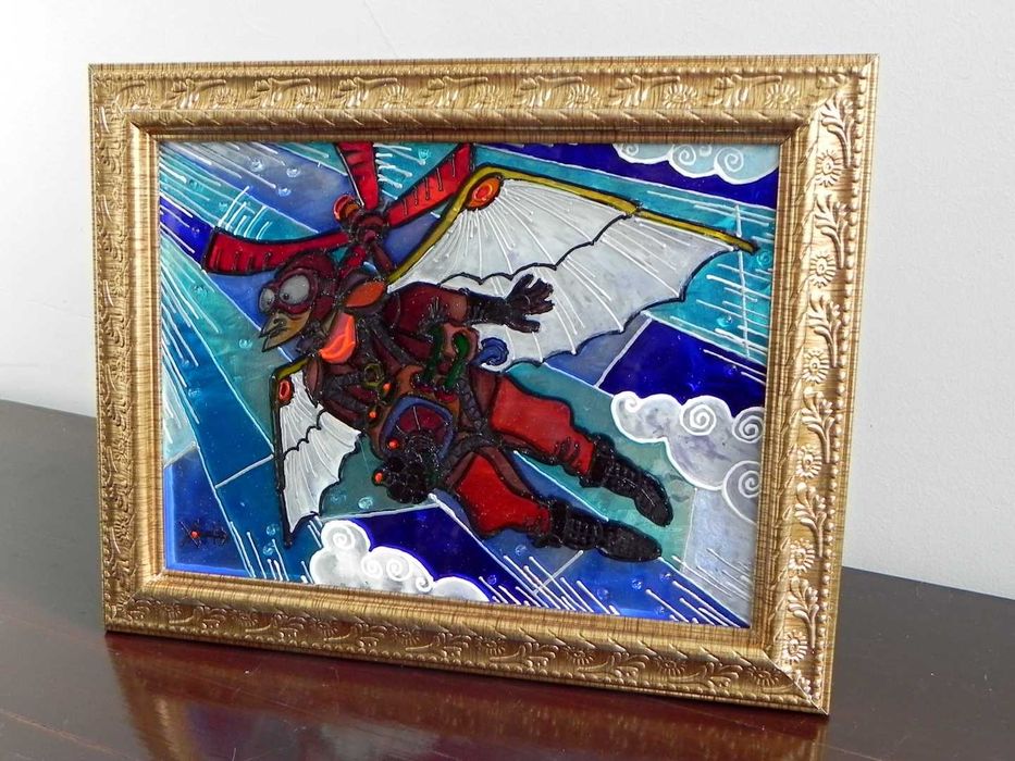 Витражная картина "Авиатор-Икар"