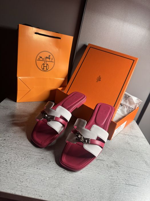 Шльопанці Hermes шльопки босоніжки жіночі шкіряні натуральні