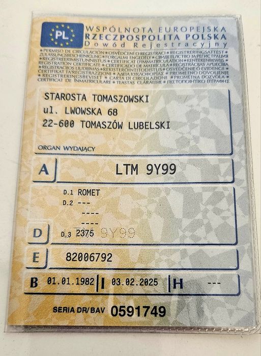 Romet 2375 zarejestrowany