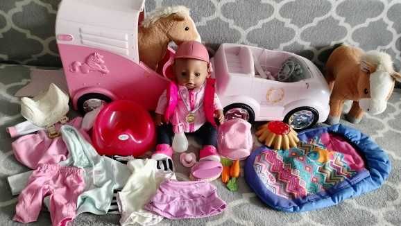 Zestaw Baby born afroamerykanin dżokej z akcesoriami