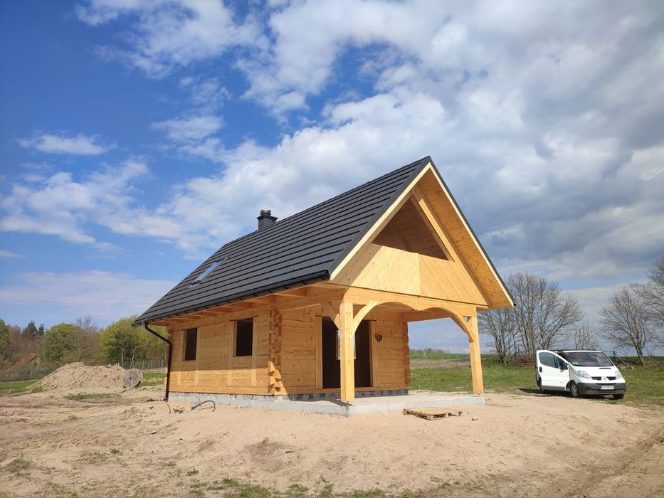 Dom drewniany z bali bala płaza na zgłoszenie bez pozwolenia 35m 70m