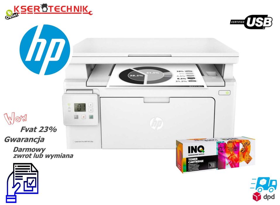 Funkcjonalna drukarka 3w1 HP LaserJet Pro M 130 a do małego biura