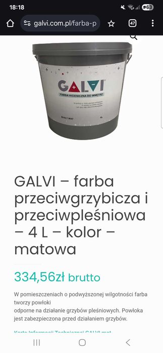 Farba GALVI matowa beżowo biały
