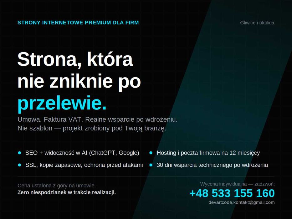 Strona internetowa dla firmy – SEO, hosting, poczta i wsparcie w cenie