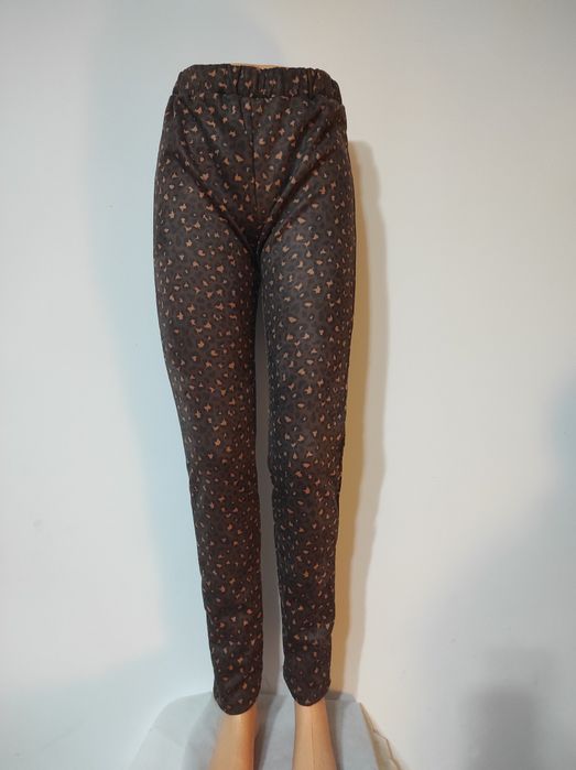 NOWE Grubsze damskie legginsy panterka rozmiar S