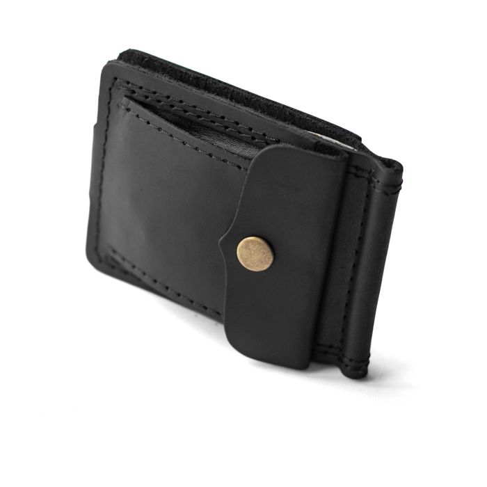 Затискач для грошей з монетницею з натуральної шкіри BUT ЧОРНИЙ