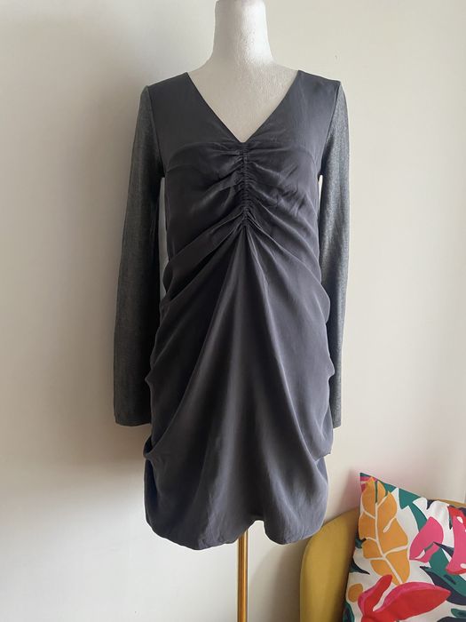 Jedwabna marszczona sukienka z kaszmirem premium