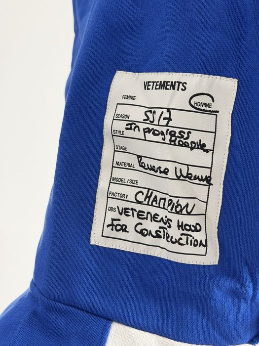 Худі Vetements х Champion Antwerpen Hoodie Blue And White.
