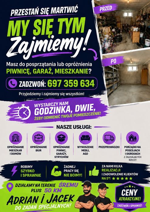 Opróżnianie mieszkań piwnic działek strychów odbiór złomu