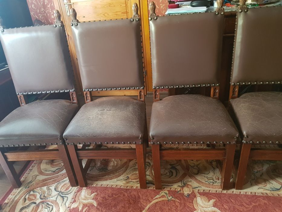Komplet krzesel palacowych skorzanych