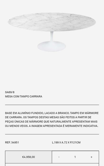 Mesa marmore carrara